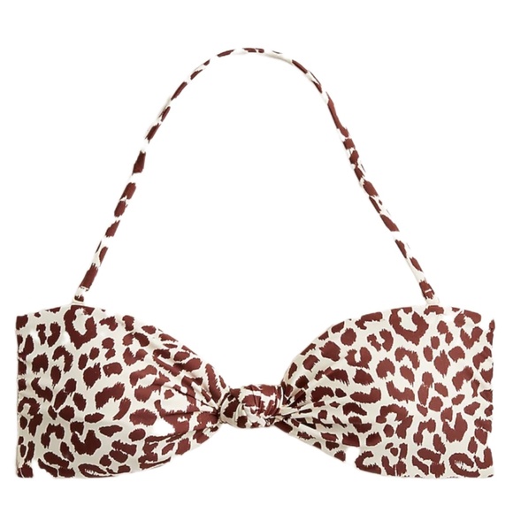 New J.Crew Knot bandeau bikini top in leopard print - Picture 1 of 3